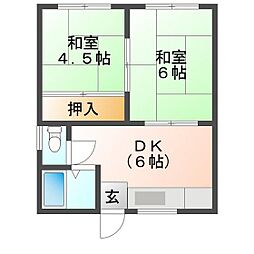 イナガキアパート 2DKの間取図画像