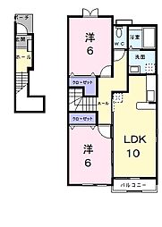 エレガント2 2LDKの間取図画像
