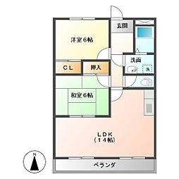 エレガントレーベンB 2LDKの間取図画像