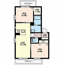 エスペラールB 2LDKの間取図画像