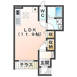 エストメール ワンルームの間取図画像