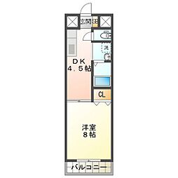 グランデ鵜の森 1DKの間取図画像
