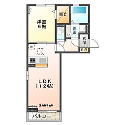 マーブル2 1LDKの間取図画像