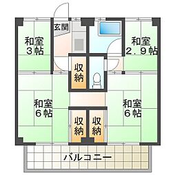 ビレッジハウス高花平2号棟 4Kの間取図画像