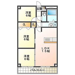 プロミネント四日市 3LDKの間取図画像