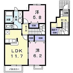 ファミールウツベ3 2LDKの間取図画像
