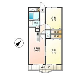 ノーブルサンエバー 2LDKの間取図画像