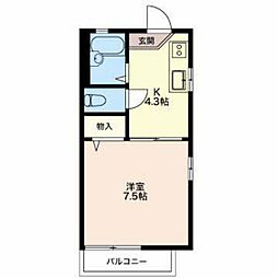 シングルハウスY 1Kの間取図画像