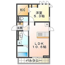 グランドネーフルときわ2 1LDKの間取図画像
