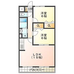 フローラルパレス 2LDKの間取図画像