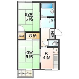 コーポ福村 2Kの間取図画像