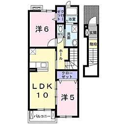 フィニート21Ａ棟 2階2LDKの間取り