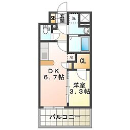 Ｓ‐ＲＥＳＩＤＥＮＣＥ四日市安島ａｌｏｇｇｉｏ 8階1DKの間取り