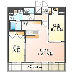 Ｓ‐ＲＥＳＩＤＥＮＣＥ四日市安島ａｌｏｇｇｉｏ 13階2LDKの間取り