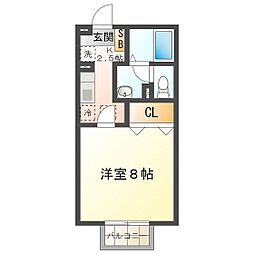 ヴィレッジ南四日市 1階1Kの間取り