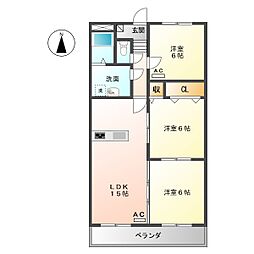 プロミネント四日市 1階3LDKの間取り