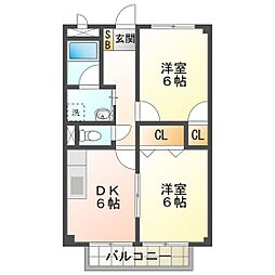 グランメールときわ 2DKの間取図画像