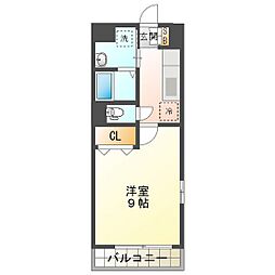 フィオレティーナ四日市 3階1Kの間取り