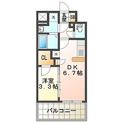 Ｓ‐ＲＥＳＩＤＥＮＣＥ四日市安島ａｌｏｇｇｉｏ 4階1DKの間取り