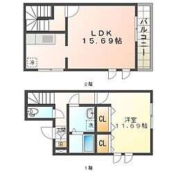 R.K.Primor 2階1LDKの間取り