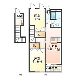 メゾン・ド・カルミア 2LDKの間取図画像