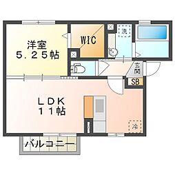 カーム・ハイツ 1階1LDKの間取り