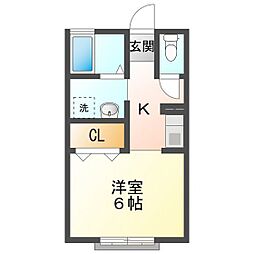 ＵＡ三滝コーポ 2階1Kの間取り