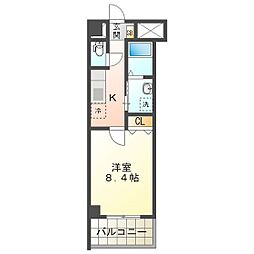 ｗｉｌｌＤｏ四日市鵜の森 6階1Kの間取り