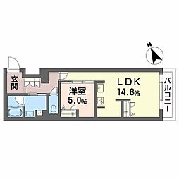 シャーメゾン桜ステージ 2階1LDKの間取り