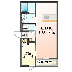 ＬＥＣＯＣＯＮ四日市IX 3階1LDKの間取り