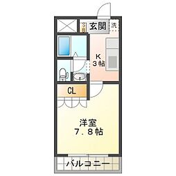 ベルグラース波木 1階1Kの間取り