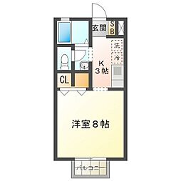 ロジュマン　ラフォーレIII 1階1Kの間取り