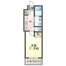 グリーンシティＨＴ 3階1Kの間取り