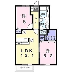ファミール笹川 1階2LDKの間取り