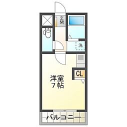 ビクトリアハウス天カ須賀 1階ワンルームの間取り