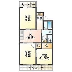 コーポ旭野　Ｂ棟 1階3Kの間取り