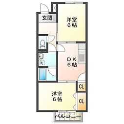 ピラカンサ 2DKの間取図画像