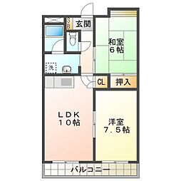 コート西浦マンション 2LDKの間取図画像