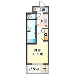S-RESIDENCE四日市駅前couleur(クルール) 1Kの間取図画像