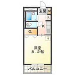リヴィエールシズ 1Kの間取図画像