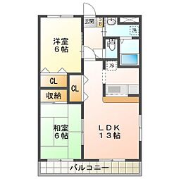 グリーンヒルズ 2LDKの間取図画像