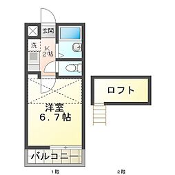 ビバリードリーム 1Kの間取図画像