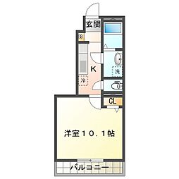 アイリス笹川 1Kの間取図画像
