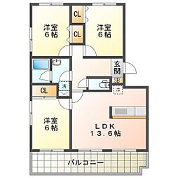 VIPIN太平洋サウスヒルズ 3LDKの間取図画像