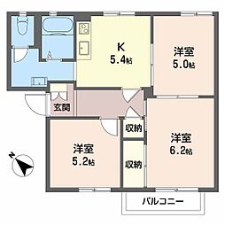 エクレール日永B 3Kの間取図画像