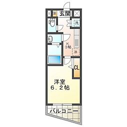 レジデンスハマダ 1Kの間取図画像