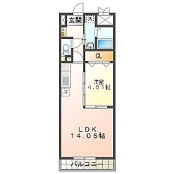 S-FORT四日市zeal 1LDKの間取図画像