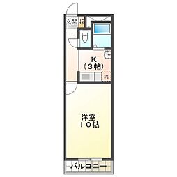 コート西浦マンション 1Kの間取図画像