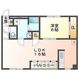 オーロラ 1LDKの間取図画像