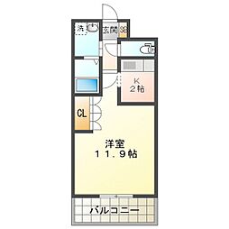 ズィーガーハウス 1Kの間取図画像